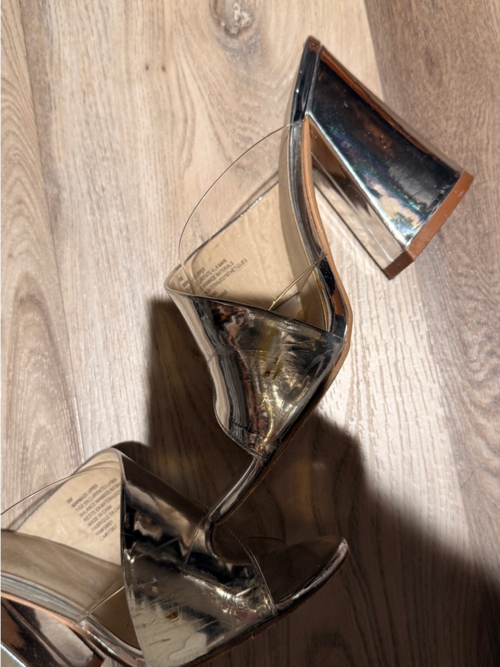 Metallic silver Women’s Block Heel Mules - Picture 9 of 9